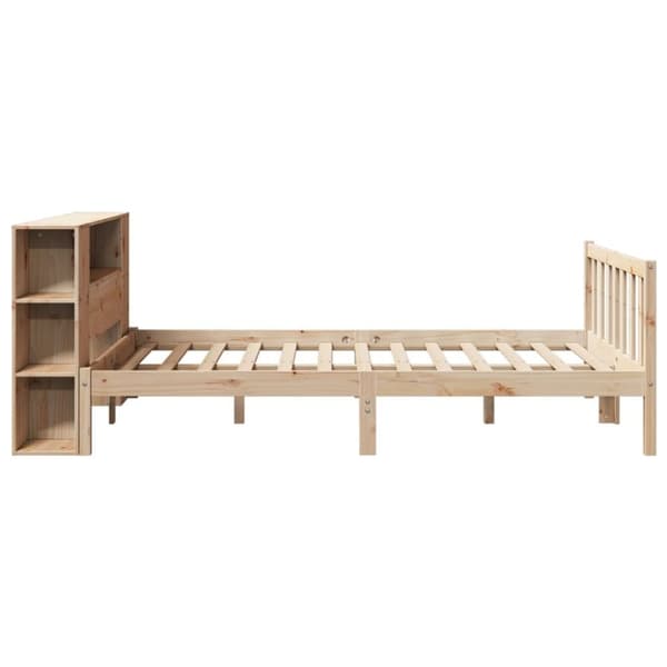 vidaXL Seng med bokhylle uten madrass 140x200 cm heltre furu