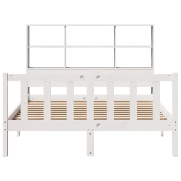 vidaXL Seng med bokhylle uten madrass hvit 160x200 cm heltre furu