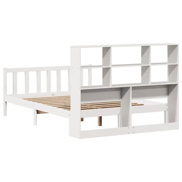 vidaXL Seng med bokhylle uten madrass hvit 160x200 cm heltre furu