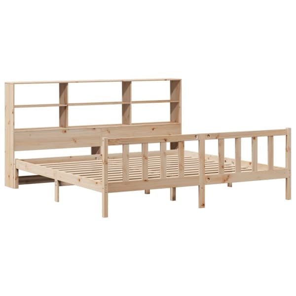 vidaXL Seng med bokhylle uten madrass 200x200 cm heltre furu