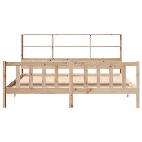vidaXL Seng med bokhylle uten madrass 200x200 cm heltre furu