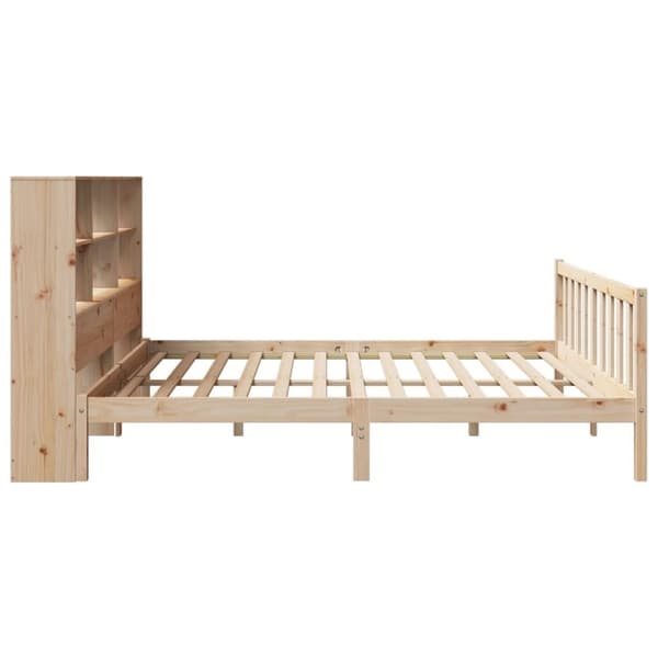 vidaXL Seng med bokhylle uten madrass 200x200 cm heltre furu
