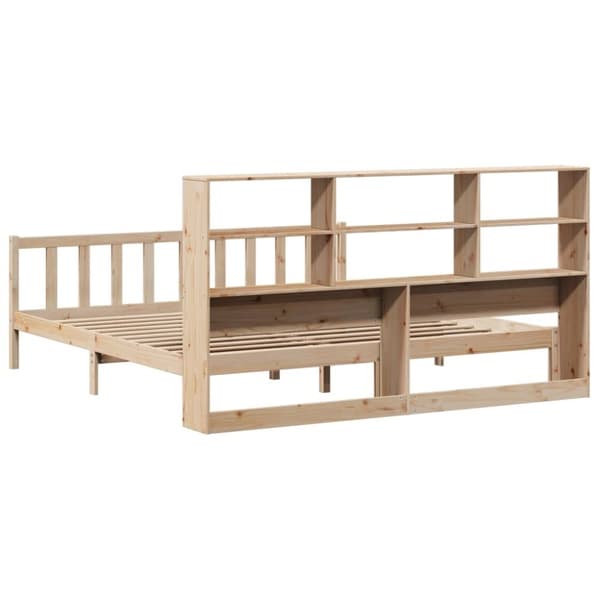 vidaXL Seng med bokhylle uten madrass 200x200 cm heltre furu