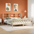 Miniatyrbilde 2 av 11: vidaXL Seng med bokhylle uten madrass 200x200 cm heltre furu