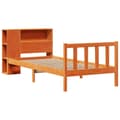 Miniatyrbilde 4 av 11: vidaXL Seng med bokhylle uten madrass voksbrun 90x190 cm heltre furu