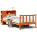 Miniatyrbilde 1 av 11: vidaXL Seng med bokhylle uten madrass voksbrun 90x190 cm heltre furu