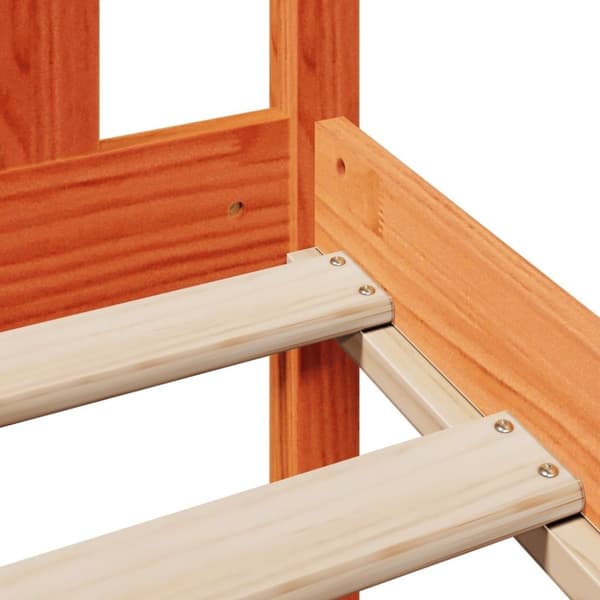 vidaXL Seng med bokhylle uten madrass voksbrun 120x200 cm heltre furu