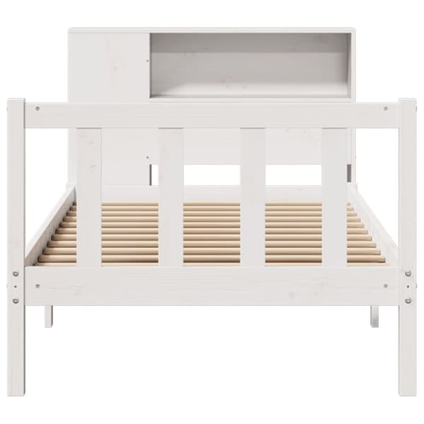 vidaXL Seng med bokhylle uten madrass hvit 100x200 cm heltre furu