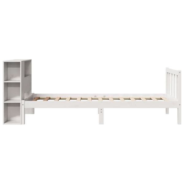 vidaXL Seng med bokhylle uten madrass hvit 100x200 cm heltre furu