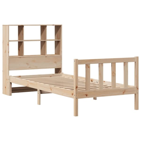 vidaXL Seng med bokhylle uten madrass 75x190 cm heltre furu