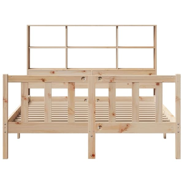vidaXL Seng med bokhylle uten madrass 140x200 cm heltre furu