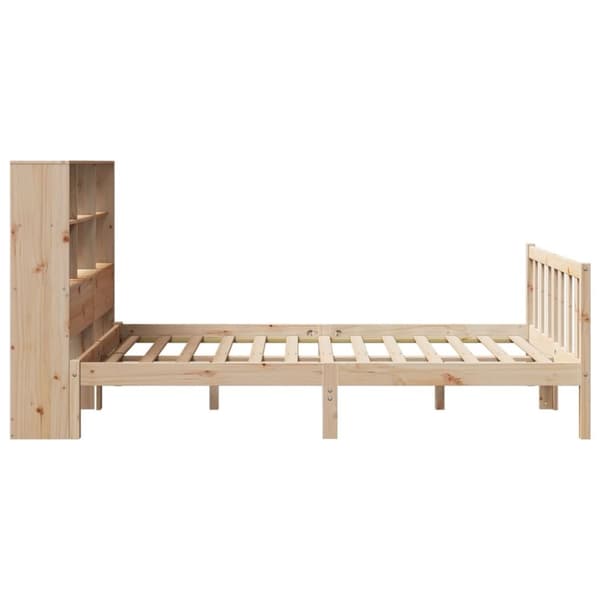 vidaXL Seng med bokhylle uten madrass 140x200 cm heltre furu