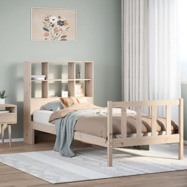 vidaXL seng med reol uden madras 75x190 cm massivt fyrretræ