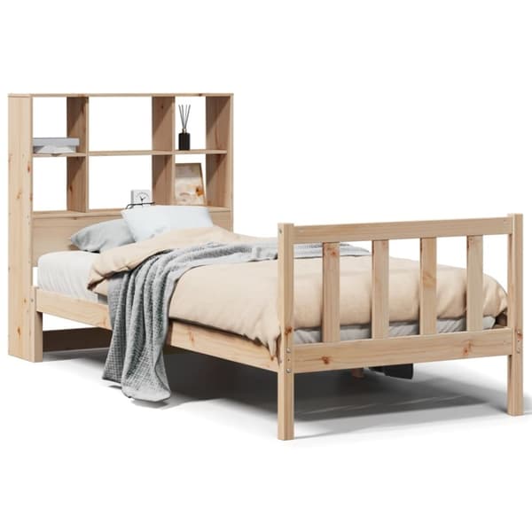 vidaXL seng med reol uden madras 75x190 cm massivt fyrretræ