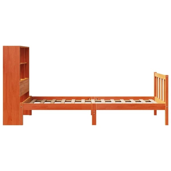 vidaXL seng med reol uden madras 75x190 cm massivt fyrretræ gyldenbrun