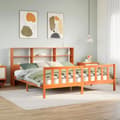 Miniatyrbilde 2 av 11: vidaXL Seng med bokhylle uten madrass voksbrun 180x200 cm heltre furu