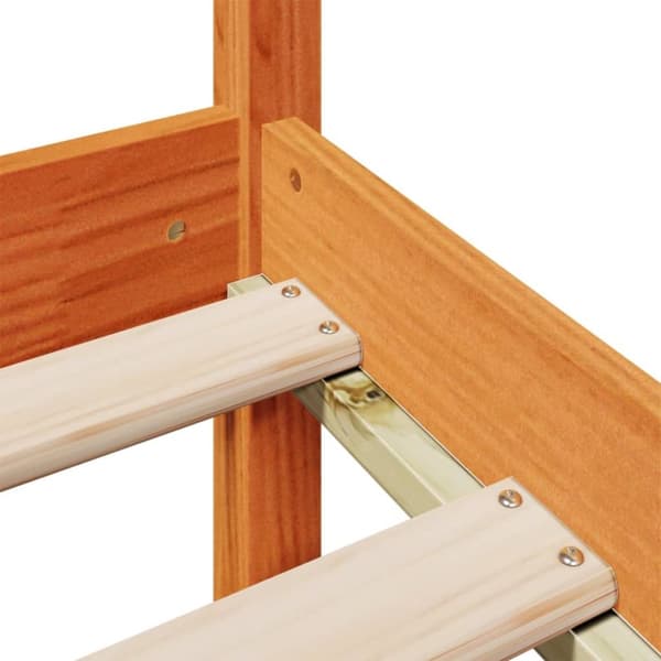 vidaXL Seng med bokhylle uten madrass voksbrun 120x190 cm heltre furu