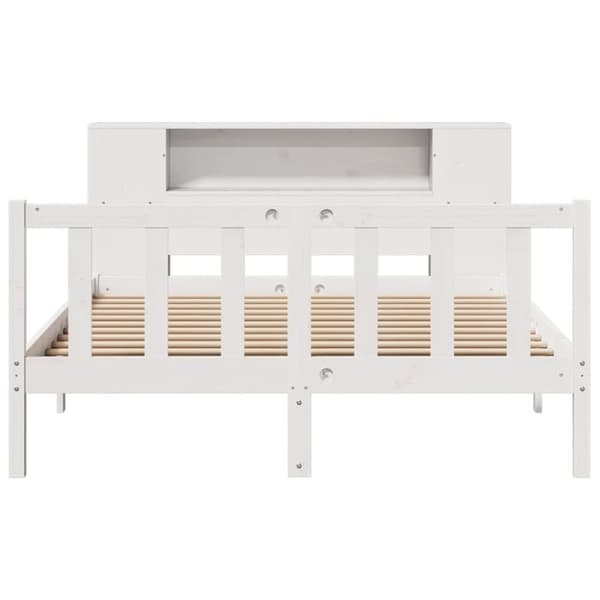 vidaXL Seng med bokhylle uten madrass hvit 150x200 cm heltre furu