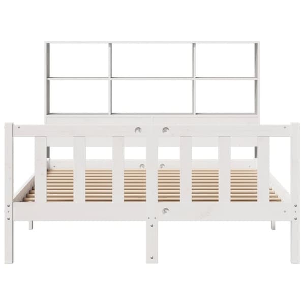 vidaXL Seng med bokhylle uten madrass hvit 150x200 cm heltre furu