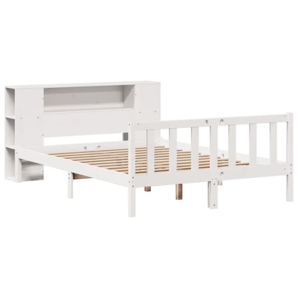 vidaXL seng med reol uden madras 140x190 cm massivt fyrretræ hvid
