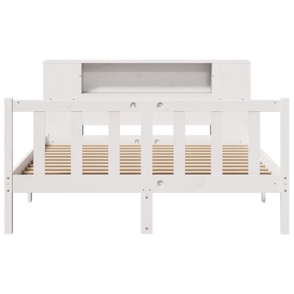 vidaXL seng med reol uden madras 140x190 cm massivt fyrretræ hvid