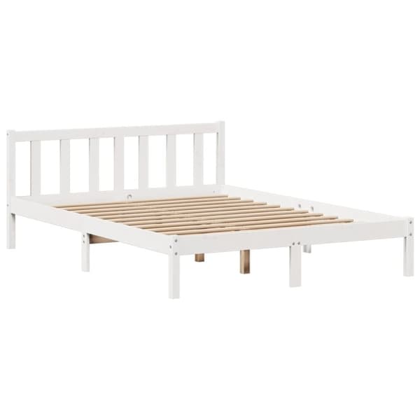 vidaXL seng med reol uden madras 140x190 cm massivt fyrretræ hvid
