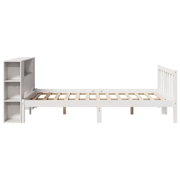 vidaXL seng med reol uden madras 140x190 cm massivt fyrretræ hvid