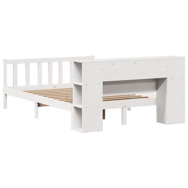 vidaXL seng med reol uden madras 140x190 cm massivt fyrretræ hvid