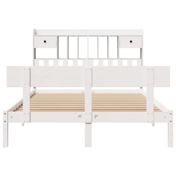 vidaXL Seng med bokhylle uten madrass hvit 140x200 cm heltre furu