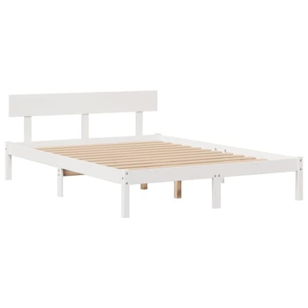 vidaXL Seng med bokhylle uten madrass hvit 140x200 cm heltre furu