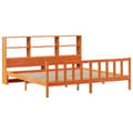 Miniatyrbilde 4 av 11: vidaXL Seng med bokhylle uten madrass voksbrun 200x200 cm heltre furu