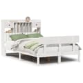 Miniatyrbilde 3 av 11: vidaXL Seng med bokhylle uten madrass hvit 135x190 cm heltre furu