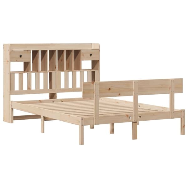 vidaXL Seng med bokhylle uten madrass 150x200 cm heltre furu