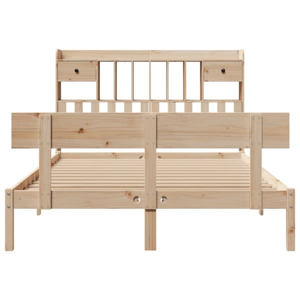 vidaXL Seng med bokhylle uten madrass 150x200 cm heltre furu