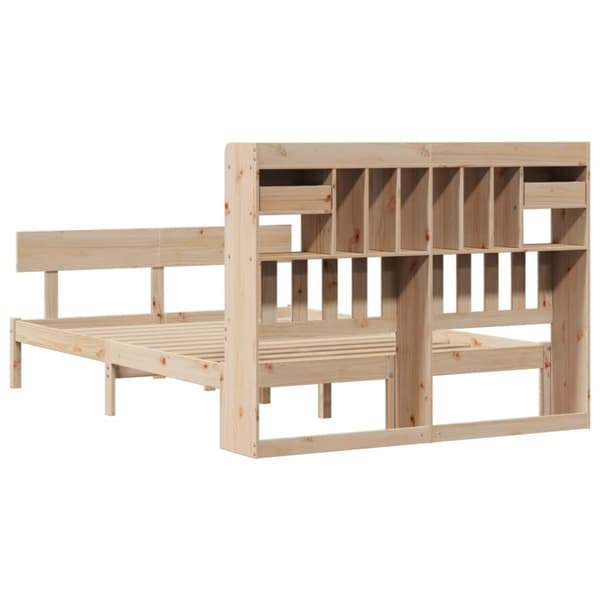vidaXL Seng med bokhylle uten madrass 150x200 cm heltre furu