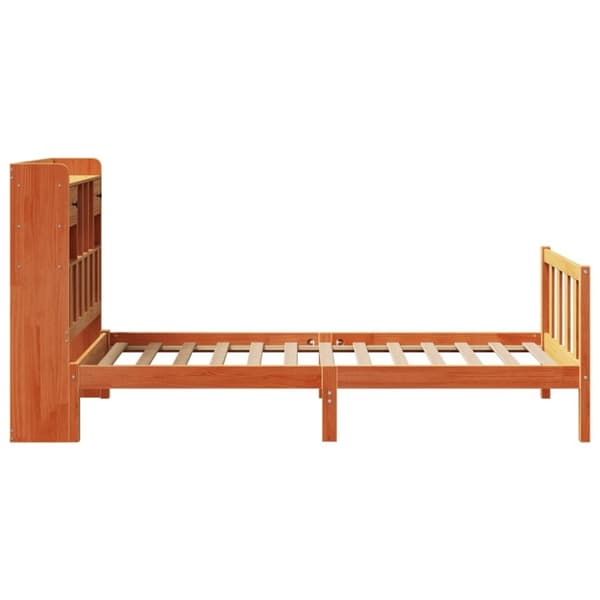 vidaXL seng med reol uden madras 100x200cm massivt fyrretræ gyldenbrun