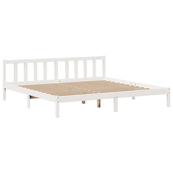 vidaXL Seng med bokhylle uten madrass hvit 200x200 cm heltre furu