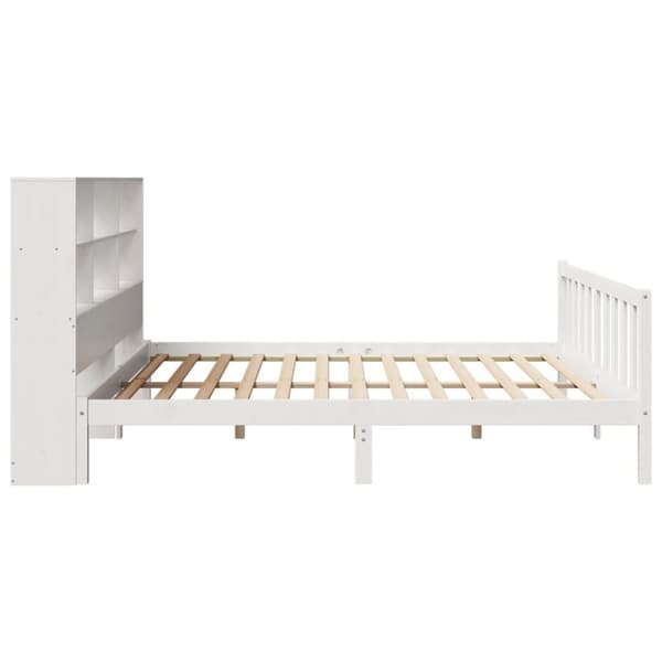 vidaXL Seng med bokhylle uten madrass hvit 200x200 cm heltre furu