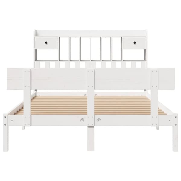 vidaXL Seng med bokhylle uten madrass hvit 150x200 cm heltre furu