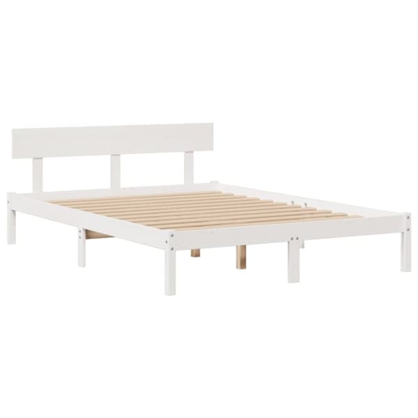 vidaXL Seng med bokhylle uten madrass hvit 150x200 cm heltre furu