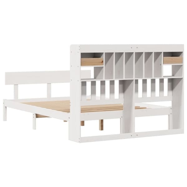 vidaXL Seng med bokhylle uten madrass hvit 150x200 cm heltre furu