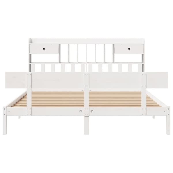 vidaXL seng med reol uden madras 200x200 cm massivt fyrretræ hvid