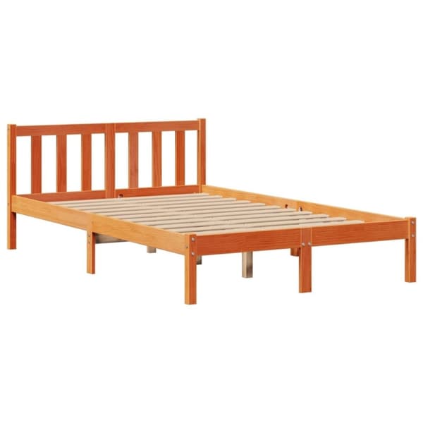 vidaXL Sänky/kirjahylly ei patjaa vahanruskea 120x200 cm täysi mänty