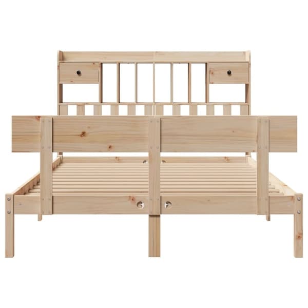 vidaXL Seng med bokhylle uten madrass 140x190 cm heltre furu