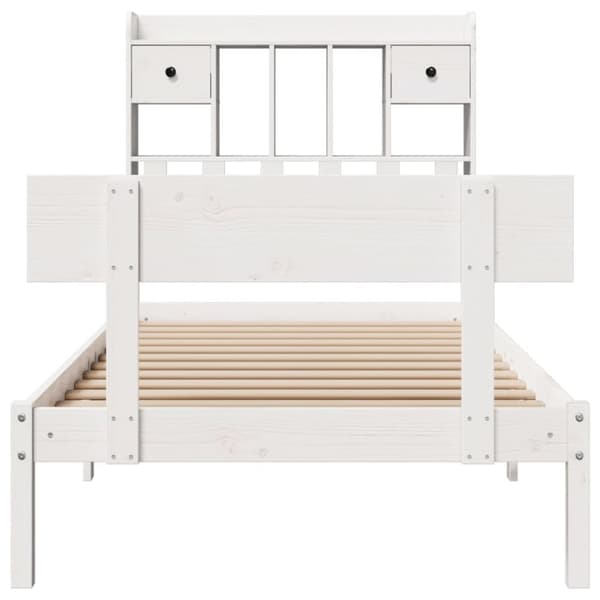 vidaXL Seng med bokhylle uten madrass hvit 75x190 cm heltre furu
