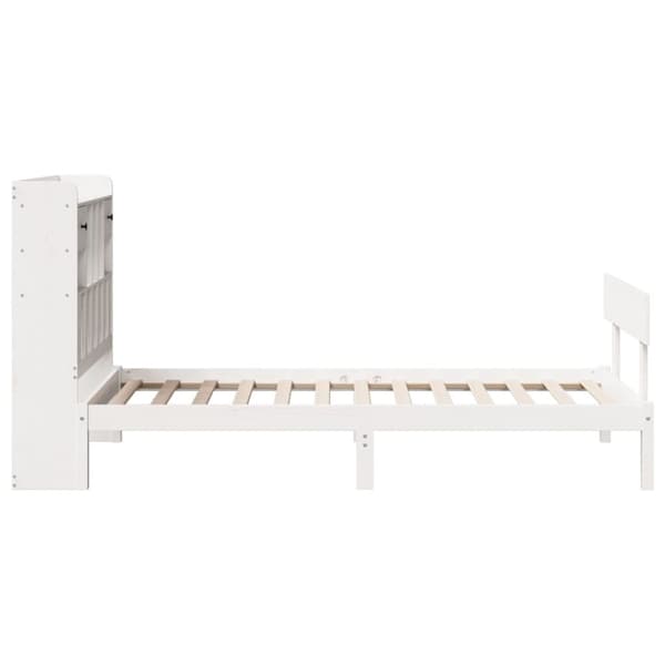 vidaXL Seng med bokhylle uten madrass hvit 75x190 cm heltre furu