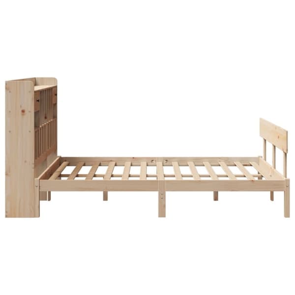 vidaXL Sänky kirjahyllyllä ilman patjaa 140x190 cm täysi mänty