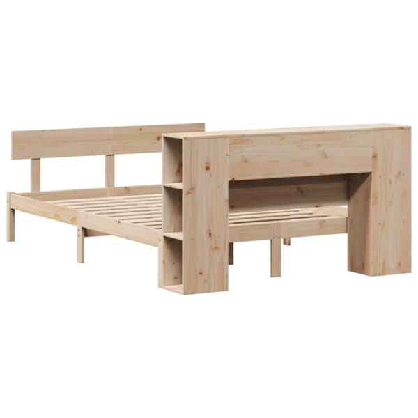 vidaXL Seng med bokhylle uten madrass 140x200 cm heltre furu