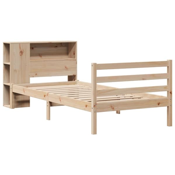 vidaXL Seng med bokhylle uten madrass 100x200 cm heltre furu