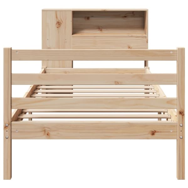 vidaXL Seng med bokhylle uten madrass 100x200 cm heltre furu